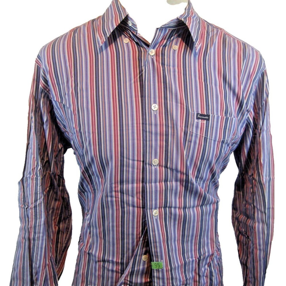 Mens Faconnable (France) Multicolor Stripe Cotton LS Casual Shirt sz Lg